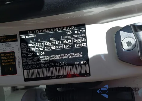 2019 Mercedes-Benz Glc 300 z USA, uszkodzony, nr VIN WDC0G4JB8KF594043